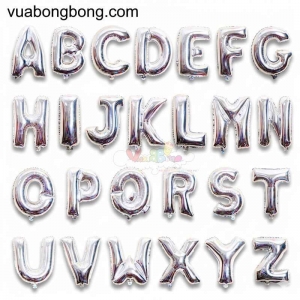 Bong bóng chữ cái bạc silver nilon nhôm kiếng bạc 16 inch 40 CM
